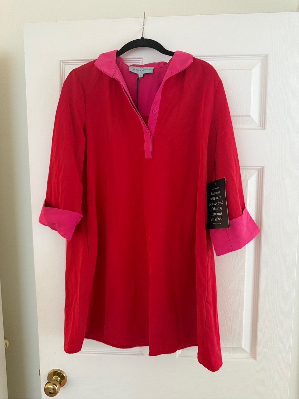 Tuckernuck Two-Tone Pink Roll-Tab Dress